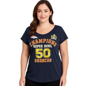GIII Apparel Group Tee XL Navy Denver Broncos Super Bowl 50 Champion NFL Fan NEW